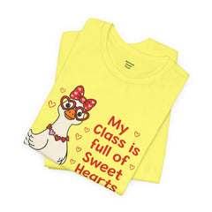 Teacher Valentine T-Shirt — "My Class Is Full of Sweet Hearts" Cute Duck Design