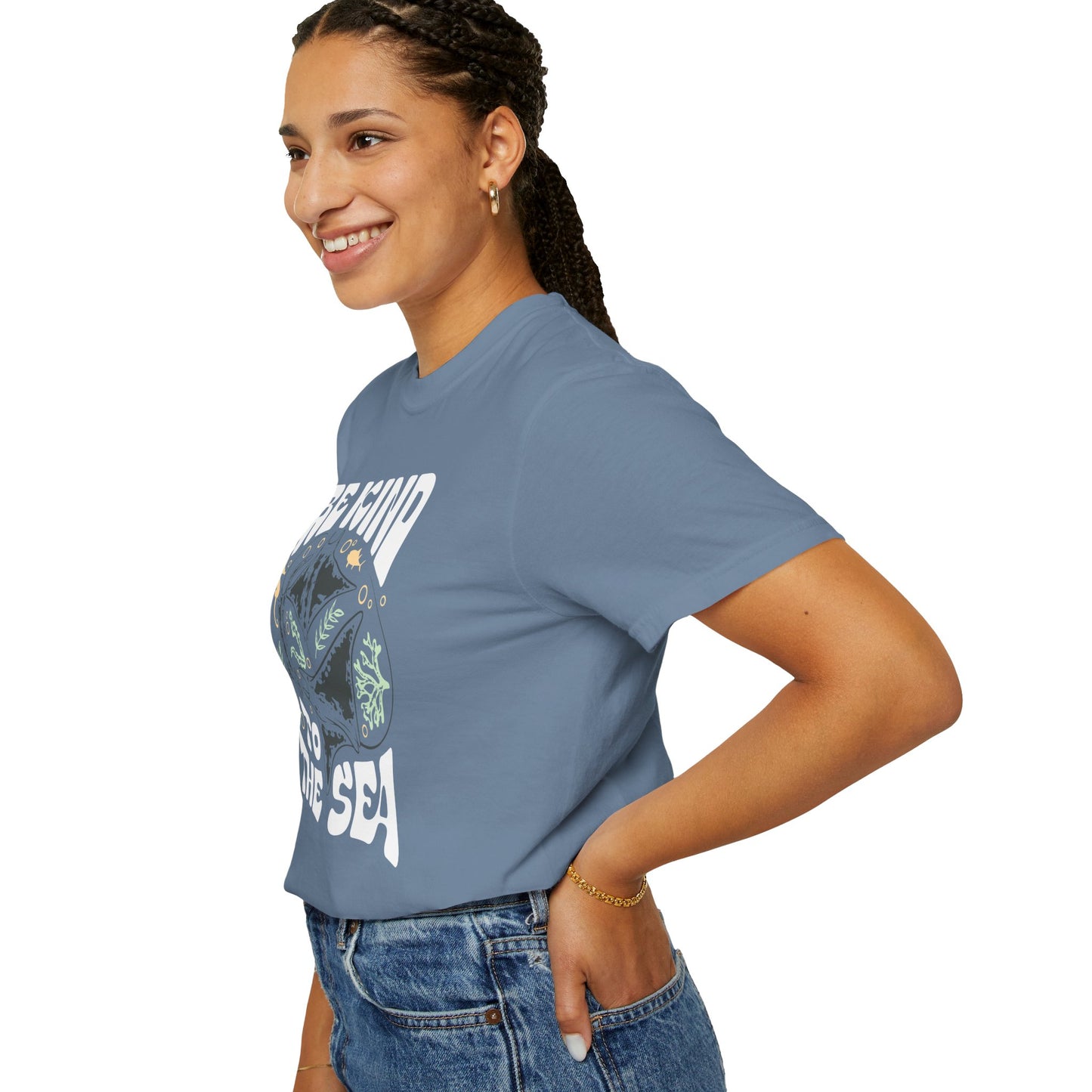 Sting Rays, Be Kind To The Sea -  Graphic Unisex Garment-Dyed T-shirt