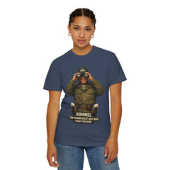Graphic T-Shirt — Vintage WWII General George Patton Binoculars Design with "Rommel You Magnificent Bastard" Text