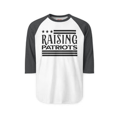 Raglan Shirt — Subtle 'RAISING PATRIOTS' Vintage Baseball Tee