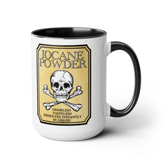 IOCANE Powder label with skull and crossbones Don't have a cup of coffee with Vizzini / Princess Bride / 80s Movies / Two-Tone Mugs, 15 oz.