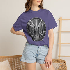 Don;t Stop Believing Subway Reflection T-Shirt — Vintage Black & White Urban Photo Tee