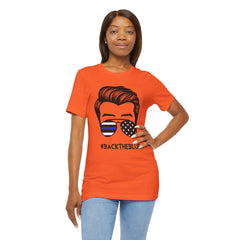 BACK THE BLUE Dad with Glasses, Graphic Unisex Short Sleeve Tee