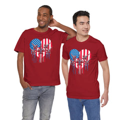 Red White and Blue Heart with Jets Graphic, Unisex Jersey Short Sleeve Tee