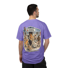 Elizabeth Gill Front Logo Back Graphic Baldwin Harbor Animal Hospital "Who Let the Cats Out?" T Shirt