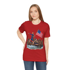 Historical Fever Patriot T‑Shirt — Revolutionary Flag Rowboat Design