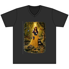 Snow White Forest Portrait Tee — Fairy Tale Princess with Dog Graphic