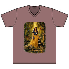 Snow White Forest Portrait Tee — Fairy Tale Princess with Dog Graphic