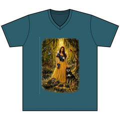 Snow White Forest Portrait Tee — Fairy Tale Princess with Dog Graphic