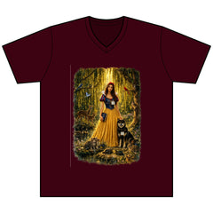 Snow White Forest Portrait Tee — Fairy Tale Princess with Dog Graphic