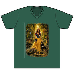 Snow White Forest Portrait Tee — Fairy Tale Princess with Dog Graphic