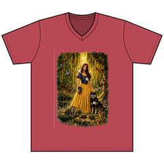 Snow White Forest Portrait Tee — Fairy Tale Princess with Dog Graphic
