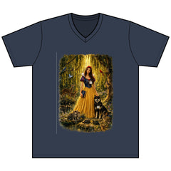Snow White Forest Portrait Tee — Fairy Tale Princess with Dog Graphic