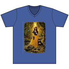 Snow White Forest Portrait Tee — Fairy Tale Princess with Dog Graphic