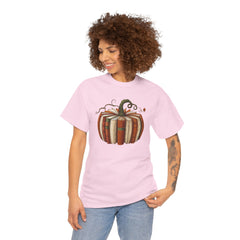 Autumn-Themed Pumpkin Book Tee, Cozy Fall Shirt, Halloween Apparel, Literary Gift, Unisex Comfortable T-Shirt