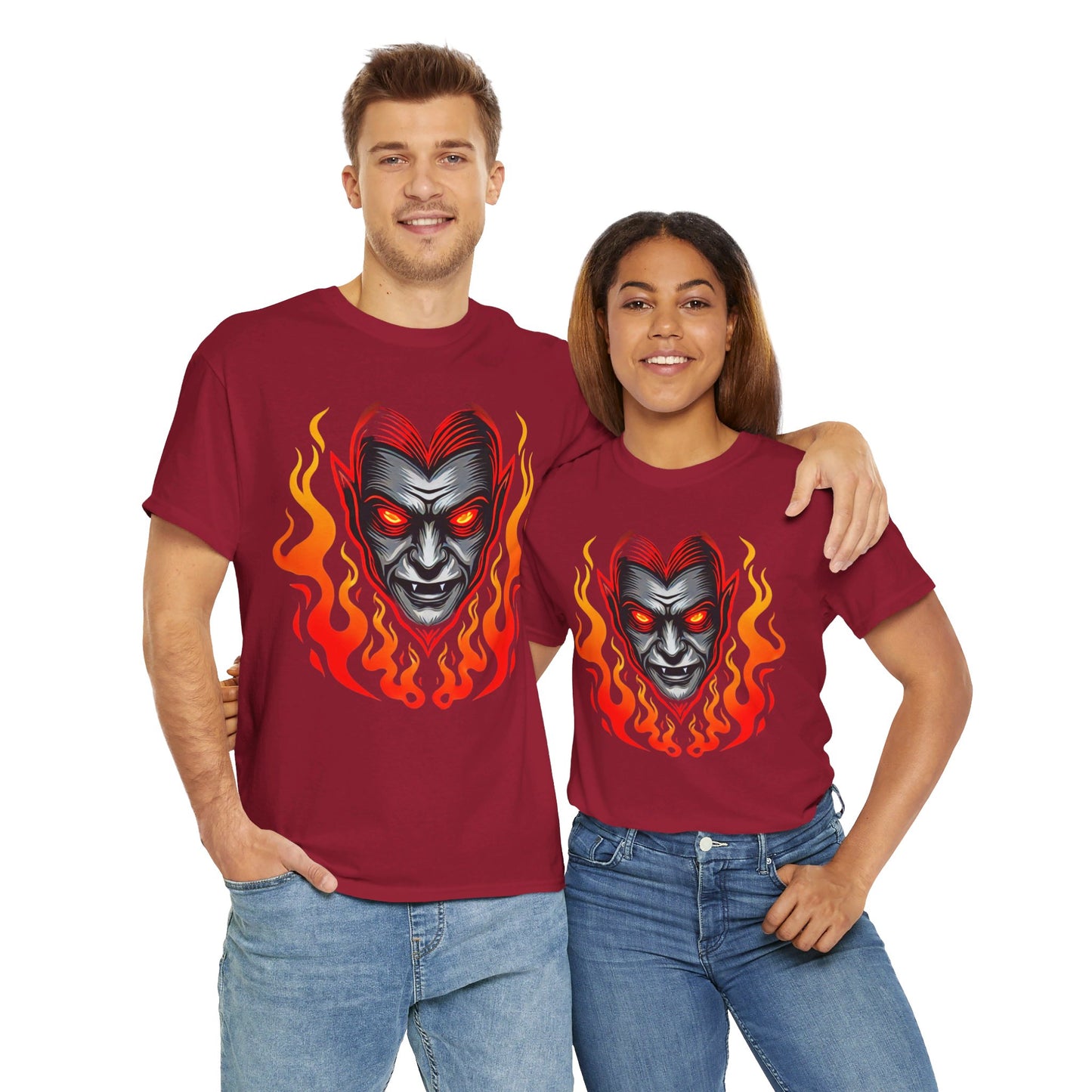 Flaming Fire Vampire - Graphic Unisex Heavy Cotton Tee