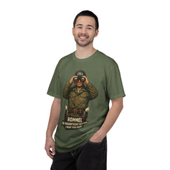 Graphic T-Shirt — Vintage WWII General George Patton Binoculars Design with "Rommel You Magnificent Bastard" Text