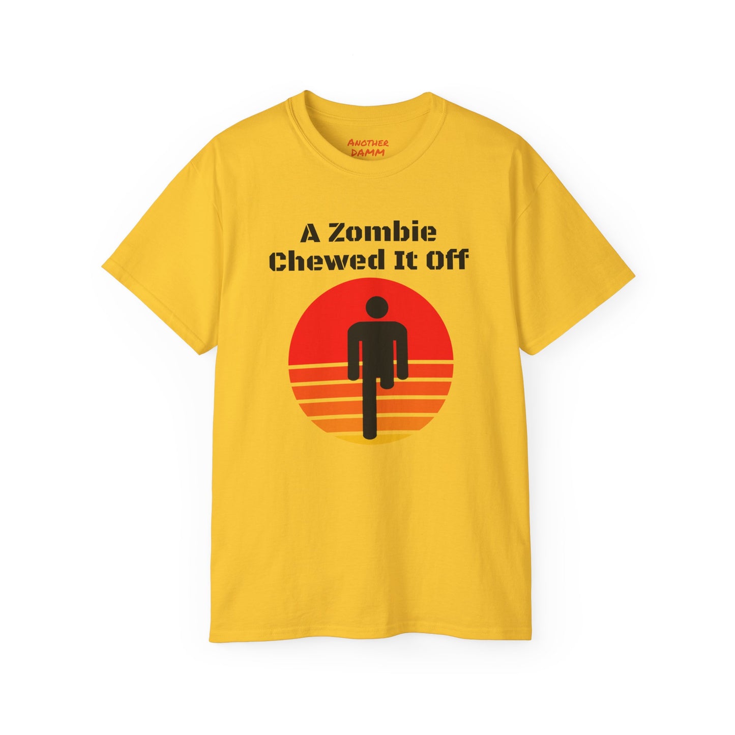 A Zombie Chewed It Off - Unisex Ultra Cotton Tee | Amputee, Leg Amputee, Limb Awareness. Amputee Zombie Fan, Amputee Sunset, Amputee Fun