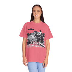 UFO Meets Cowboy Unisex Garment Shirt -Dyed  T Shirt