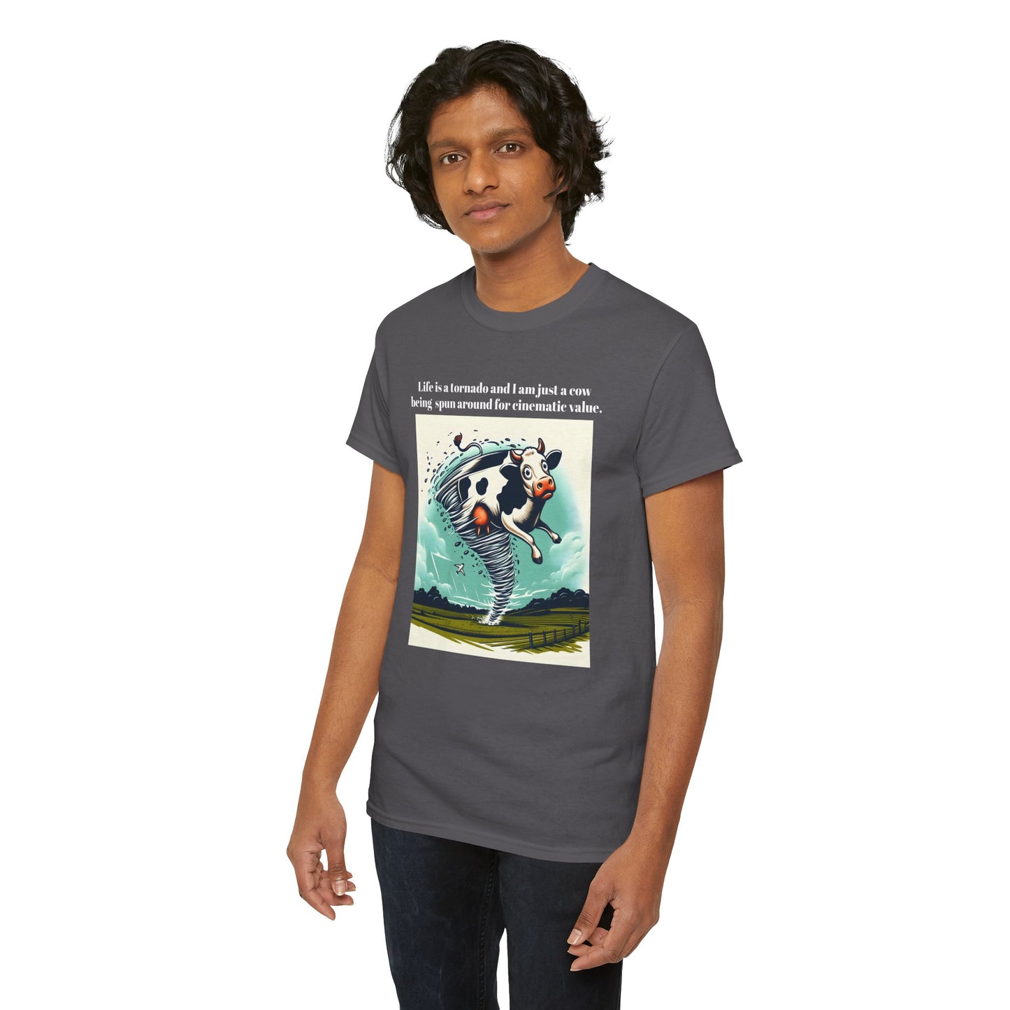 Funny Cow Caught In Tornado Unisex Tee