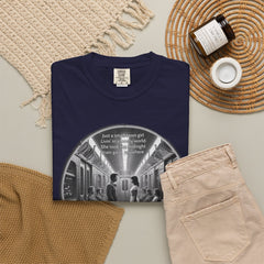 Don;t Stop Believing Subway Reflection T-Shirt — Vintage Black & White Urban Photo Tee