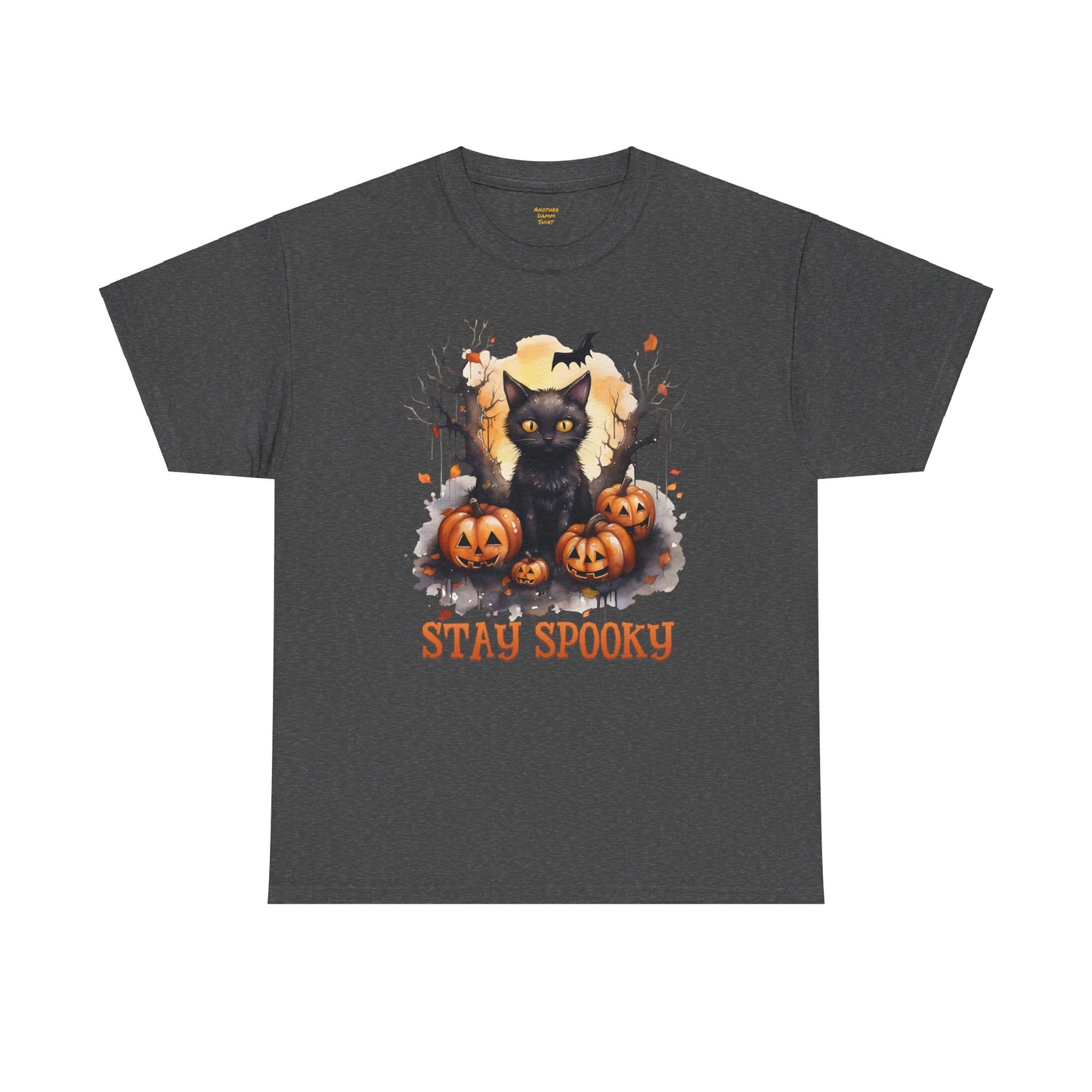 Black Cat And Pumpkin! Graphic Unisex Heavy Cotton Tee