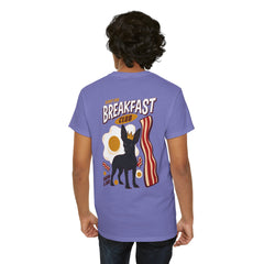 Breakfast Club Dog T‑Shirt — Retro Bacon & Eggs Graphic Tee