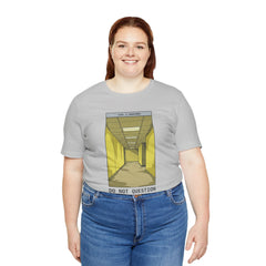 Do Not Question The Hallway T-Shirt — Retro Yellow Corridor Graphic Tee
