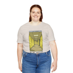 Do Not Question The Hallway T-Shirt — Retro Yellow Corridor Graphic Tee