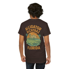 Alligator Alcatraz Unisex Heavy Cotton Tee, Florida Souvenir Shirt, Travel Gift, Vintage Style Tee, Nature Lover Apparel