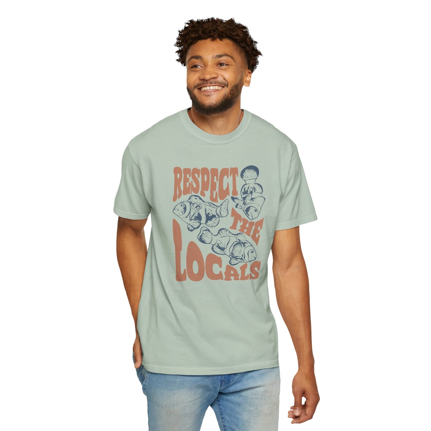 Clown Fish, Respect The Locals -  Graphic Unisex Garment-Dyed T-shirt