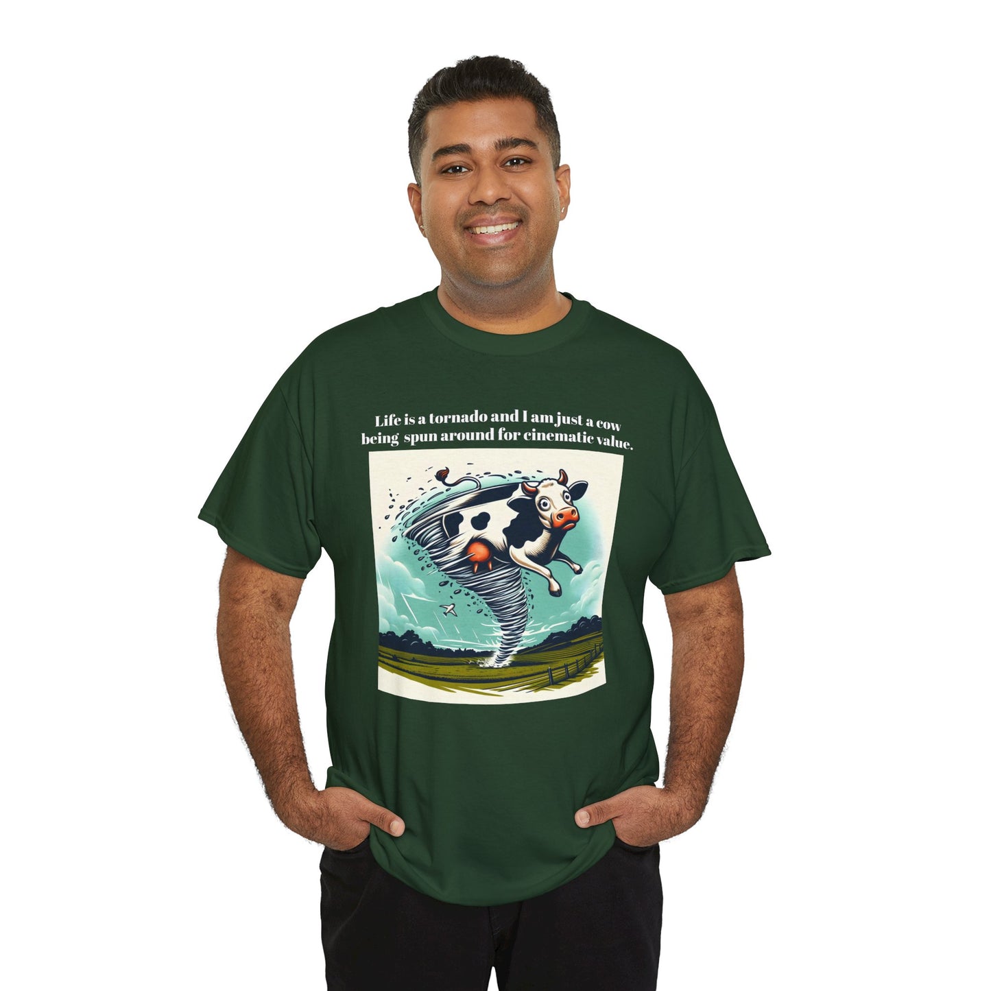 Funny Cow Caught In Tornado Unisex Tee