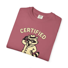 Certified Shenanigans Specialist T-Shirt | Funny Unisex Tee, Casual Wear, Gift for Raccoon Lovers, Cute Animal Shirt, Quirky Apparel
