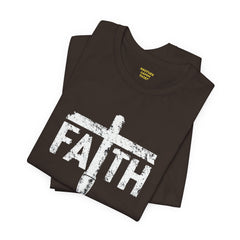 Faith Cross Prosthetic Leg T‑Shirt — Amputee Inspirational Christian Tee
