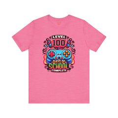100 Days of School Complete - Unisex Short Sleeve Tee | Elementary School Holiday, Teacher Apparel, Kids Motivation, Days Checked Off