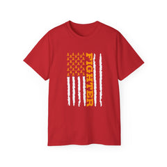 Fighter on a American Flag with Limb Awareness Stars / Amputee / Amputation / Leg / Arm / / Prosthetic / Unisex Ultra Cotton Tee
