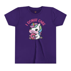 I Donut Care Unicorn Youth Short Sleeve Tee - Fun & Whimsical T-Shirt for Kids