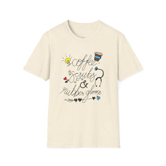 Coffee Nurse - Unisex Softstyle T-Shirt | Nurse Awareness, Medical Wear, Gift For Her, Scrubs Lover, Hospital Staff Gift, Registered Nurse