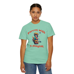 Parrot With A Playlist - Unisex Garment-Dyed T-shirt
