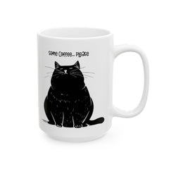 Some Coffee Please, Black Cat Graphic, Ceramic Mug, (11oz, 15oz)