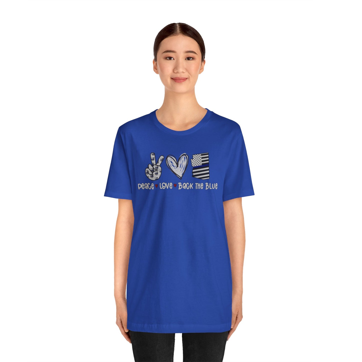 Peace Love Back The Blue in Arizona, Graphic Unisex Short Sleeve Tee