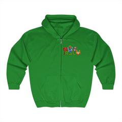 Russell Sage College Mascot Full Zip Hoodie - Purple Cow, Red Devil, Golden Horseshoe, Blue Angel