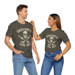 Fitness Tee | Leg Amputee Funny Skull, Everyday Leg Day Gym Shirt, Workout Top