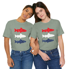 Patriotic Trout T-Shirt — Red White & Blue Fish Tee