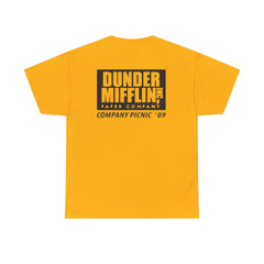 Akron Unisex Heavy Cotton Tee - Retro Dunder Mifflin Design for Nostalgic Fans