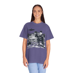 UFO Meets Cowboy Unisex Garment Shirt -Dyed  T Shirt
