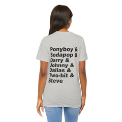 The Outsiders Shirt, Front and Back Images, Greasers Characters Shirt, Unisex Jersey Short Sleeve Tee