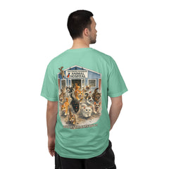 Lauren McGowan Front Logo Back Graphic Baldwin Harbor Animal Hospital "Who Let the Cats Out?" T Shirt