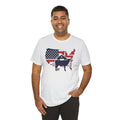 Red White and Blue Farmer Graphic, Unisex Jersey Short Sleeve Tee