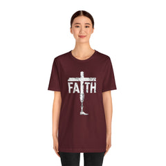 Faith Cross Prosthetic Leg T‑Shirt — Amputee Inspirational Christian Tee